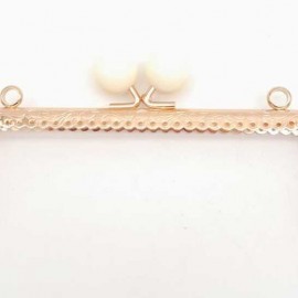 16.5 cm Krem Toplu Dikdörtgen Çanta Bursu Light Gold Metalli