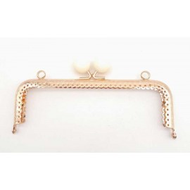 16.5 cm Krem Toplu Dikdörtgen Çanta Bursu Light Gold Metalli