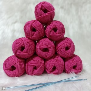 12 adet 50 gr (500 gr) %100 Superwash Wool ( Yün) İhraç  El Örgü İpi - Fuşya