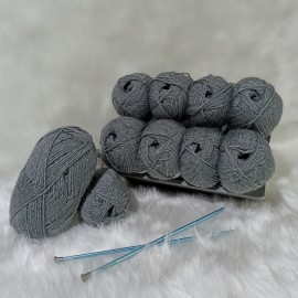 50 gr 10 adet Holly İhraç Fazlası El Örgü İpi - Koyu Gri Melanj