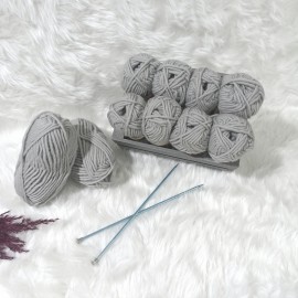 50 gr 10 Adet OUTLET %100 Wool Kalın İhraç Fazlası El Örgü İpi - Gri