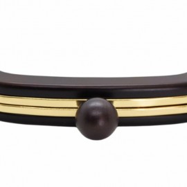 Ahşap Hakiki  Mıknatıslı Çanta Bursu 20.5 cm Koyu Kahverengi