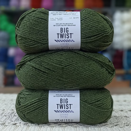 320-340 gr Big Twist Living Vivre  Anti-Piiling  İhraç Fazlası El Örgü İpi - Çam Yeşili