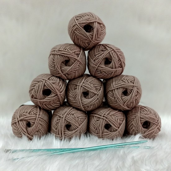 10 adet 50 gr (500 gr) %100 Pure Wool ( Yün) İhraç  El Örgü İpi - Sütlü Kahve