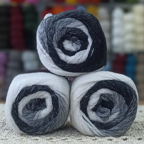 300 gr %10 Yünlü Alpaca Görünümlü Zincir Büklüm Ebruli Cake İhraç Fazlası El Örgü İpi 