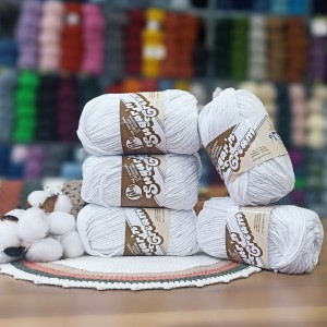 350 gr Lily Sugar'n Cream XL %100 Pamuk İhraç Fazlası El Örgü İpi - Beyaz