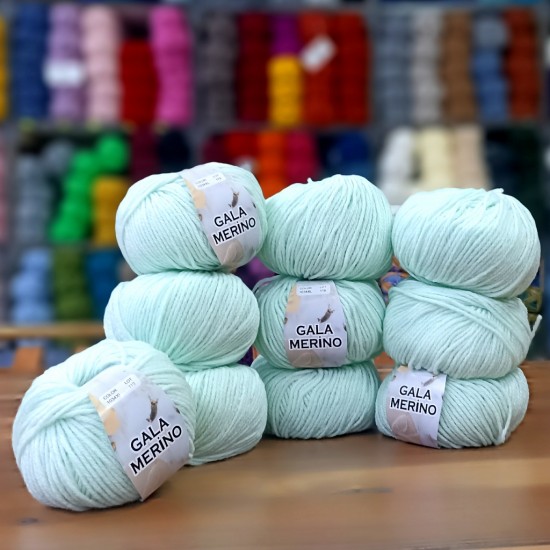10 Adet 500 gr Gala Merino XL  %40 Merino S.W İhraç Fazlası El Örgü İpliği - 1034XL Su Yeşili