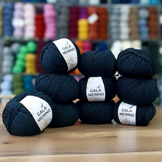 10 Adet 500 gr Gala Merino XL  %40 Merino S.W İhraç Fazlası El Örgü İpliği - 1038 XL Siyah