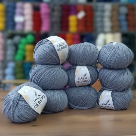 10 Adet 500 gr Gala Merino XL  %40 Merino S.W İhraç Fazlası El Örgü İpliği - 1033 XL Orta Gri