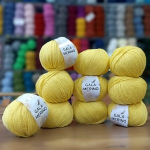 10 Adet 500 gr Gala Merino XL  %40 Merino S.W İhraç Fazlası El Örgü İpliği - 1008 XL Sarı