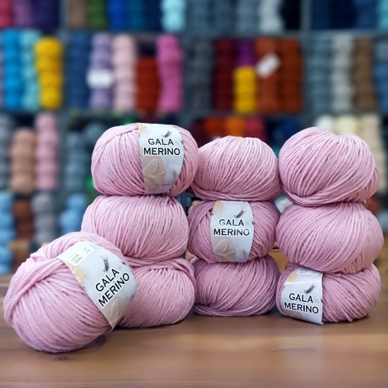 10 Adet 500 gr Gala Merino XL  %40 Merino S.W İhraç Fazlası El Örgü İpliği - 1025 XL Pembe