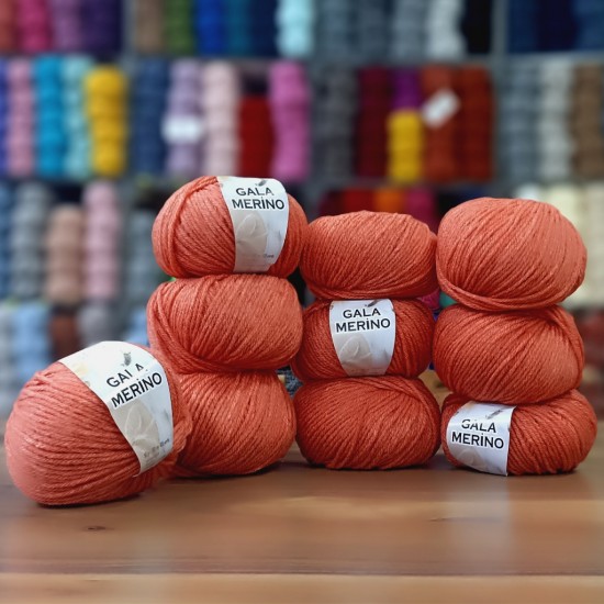 10 Adet 500 gr Gala Merino XL  %40 Merino S.W İhraç Fazlası El Örgü İpliği - 1027 XL Nar Çiçeği