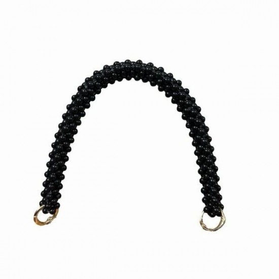 Örme İnci -Boncuklu Çanta Sapı 31 cm - Siyah Boncuklu