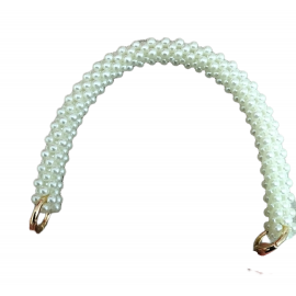 Örme İnci -Boncuklu Çanta Sapı 31 cm - Krem İncili
