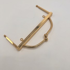Metal Örme Çanta Bursu  20 cm Topuzlu El Tutmalı GOLD