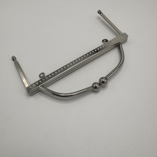 Metal Örme Çanta Bursu  20 cm Topuzlu El Tutmalı GÜMÜŞ