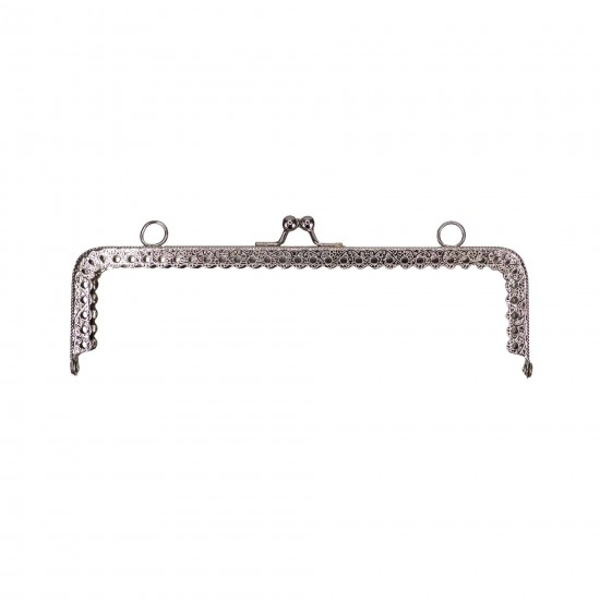 Metal Örme Çanta Bursu  25.5 cm GÜMÜŞ