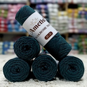 5 Adet (500 gr) Ametist Makrome No:3 El Örgü İpi - Hareli Acı Yeşil