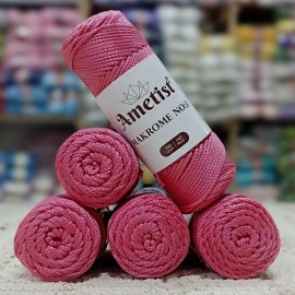 5 Adet (500 gr) Ametist Makrome No:3 El Örgü İpi - Parlak Pembe