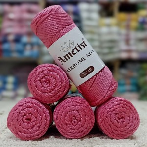 5 Adet (500 gr) Ametist Makrome No:3 El Örgü İpi - Parlak Pembe