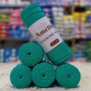 5 Adet (500 gr) Ametist Makrome No:3 El Örgü İpi - Yarı Parlak Yeşim 