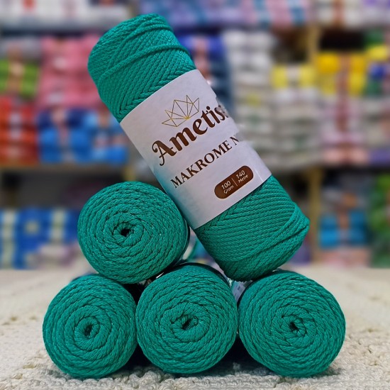 5 Adet (500 gr) Ametist Makrome No:3 El Örgü İpi - Yarı Parlak Yeşim 