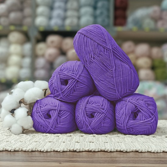 500 gr Gold Life Cotton %50 Pamuk El Örgü İpi - Mor