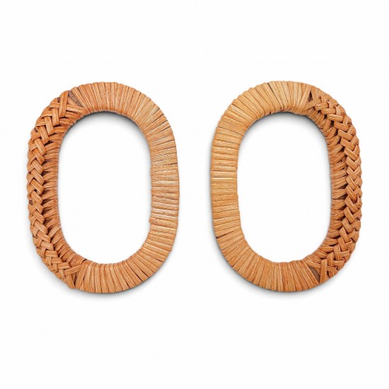 Gerçek Bambu Çanta Sapı Oval Model 13 cm - Orange