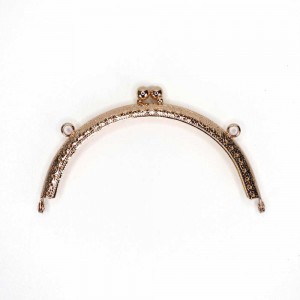 Metal Örme Desenli Çanta Bursu Oval Model  20.5 cm Gold