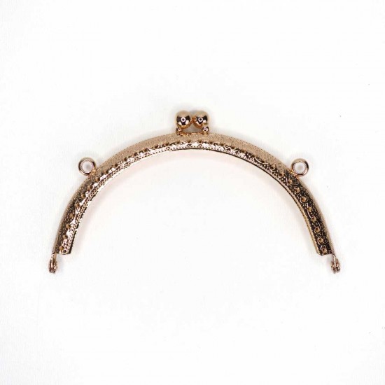 Metal Örme Desenli Çanta Bursu Oval Model  20.5 cm Gold