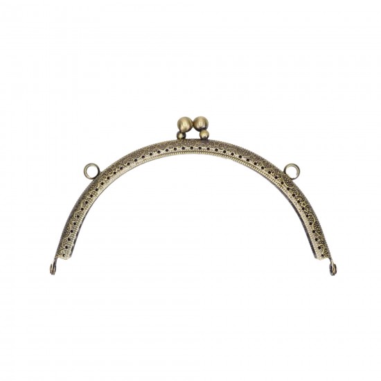 Metal Örme Desenli Çanta Bursu Oval Model  20.5 cm Antik
