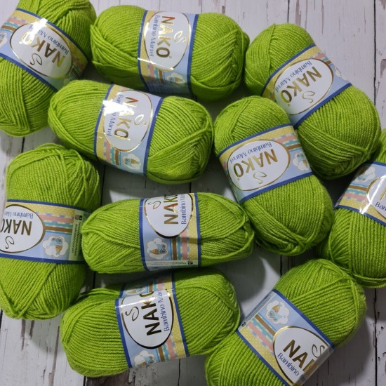10 adet 50gr Bebe %20 Wool İhraç  El Örgü İpi -Fıstık Yeşili