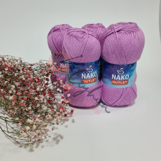 500 gr Nako Outlet %100 Cotton İhraç Fazlası El Örgü İpi-Lila