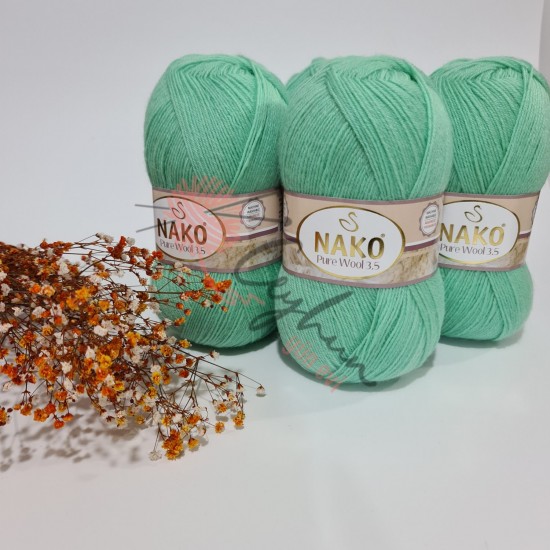 500gr Nako %100 Pure Wool 3,5 İnce  -Yeşil