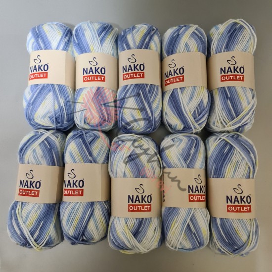500 gr Nako Outlet Lüks Bebe  İhraç Fazlası El Örgü İpi -Ebruli