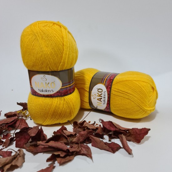 500gr Nako Nakolen %49 wool -Koyu Sarı