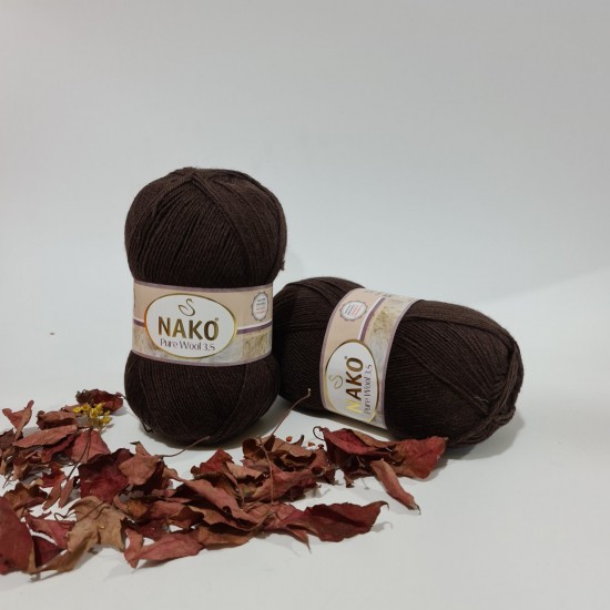 500gr Nako %100  Wool 3,5 İnce -Koyu Kahve